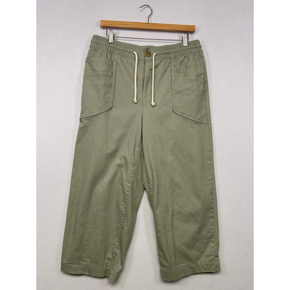 Utility Gorpcore Lands End Womens 12P Green Crop Drawstring Wide Leg Pants
